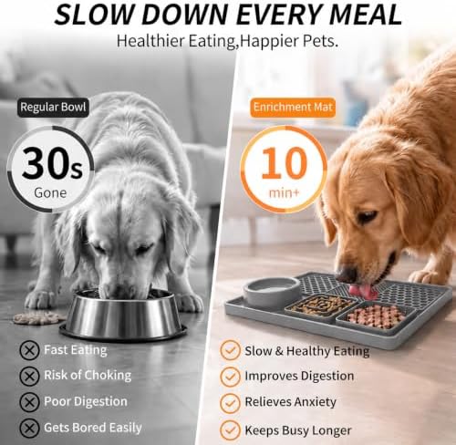 Lick Mat with Suction Cups, Dog Bath Grooming Slow Feeder, Silicone Treat Mat（Gray） - Image 2