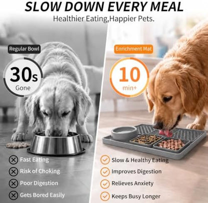 Lick Mat with Suction Cups, Dog Bath Grooming Slow Feeder, Silicone Treat Mat（Gray） - Image 2