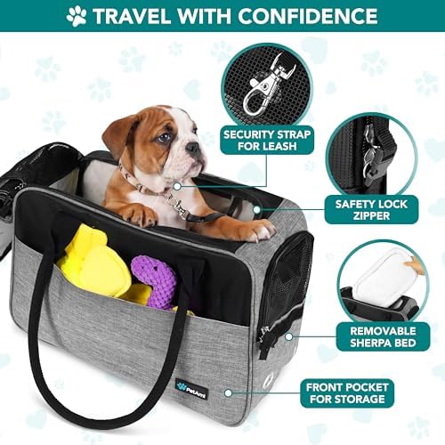 PetAmi Small Dog Purse Carrier with Pockets, Airline Approved, Grey - Image 3