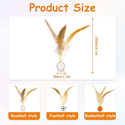 Cat Feather Bouncy Ball Toys, 3 PCS Cat Bulk Bouncy with Feathers, Elastic Bouncy Ball Cats Toys Set for Bored Indoor Adult Kitten Cats