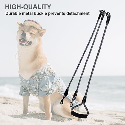 Dual Dog Leash, Reflective Heavy Duty Two Dog Leash for Small Medium Large Dogs, 2 Dog Leashes, 360° Swivel Tangle Free with Comfortable Handle, Support Add to Multiple Rope, Black - Image 6
