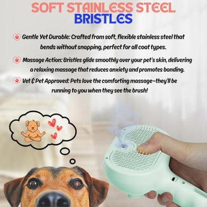 Pet Steam Brush for Cats Dogs, 3-in-1 Cat Grooming Tool with Water Spray and Quick Hair Release Button, Hair Removal Comb for Shedding, Steamy Brush (White) - Image 7