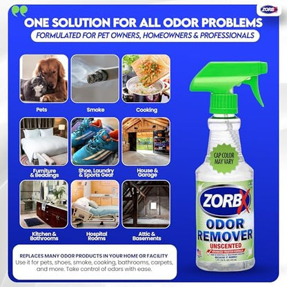 ZORBX Unscented Odor Remover Spray 16 Oz 2-Pack, Hospital-Grade Formula - Image 3
