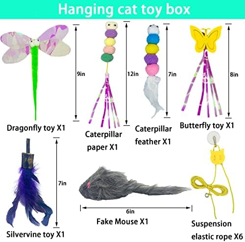 Cat Toy Hianging 6 Pcs Indoor Door Interactive Feather for Hunting - Image 2