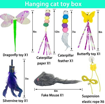 Cat Toy Hianging 6 Pcs Indoor Door Interactive Feather for Hunting - Image 2