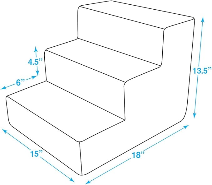 Best Pet Supplies Dog Stairs & Steps - Foam Steps for Small Dogs & Cats, Non-Slip Indoor Balanced Pet Step Support, Dog Ramp, No Assembly, Ivory, 3-Step (13.5-inch Height)