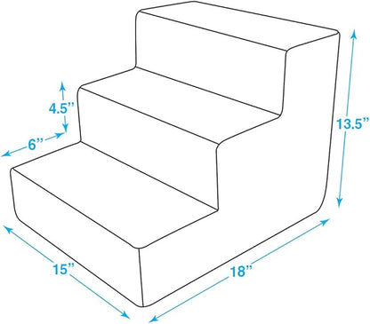 Best Pet Supplies Dog Stairs & Steps - Foam Steps for Small Dogs & Cats, Non-Slip Indoor Balanced Pet Step Support, Dog Ramp, No Assembly, Gray Lattice Print, 3-Step (13.5-inch Height)