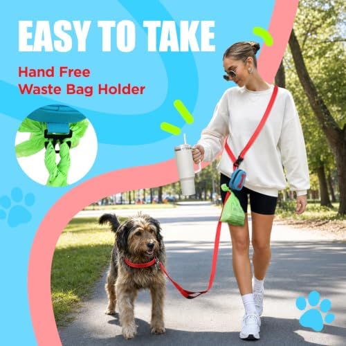 Dog Poop Bag Holder for Various Leashes,Hands Free Dogs Bag Holder with Hook loop/Carabiner Clip,Dogs Poop Bags Rolls Holder-Large Capacity,Dog Walking,Blue - Image 2