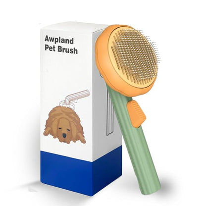 Pumpkin Cat Brush, Gentle Self Cleaning Pet Brush with Release Button for Cats and Dogs, Easy to Remove Loose Hair Daily Grooming Tool During Shedding Season