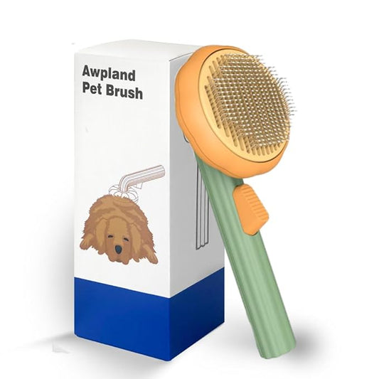 Pumpkin Cat Brush, Gentle Self Cleaning Pet Brush with Release Button for Cats and Dogs, Easy to Remove Loose Hair Daily Grooming Tool During Shedding Season
