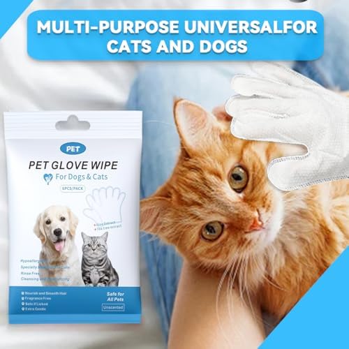 Dog and Cat Cleaning Gloves, Cleaning and Deodorizing Grooming Gloves, Dog and Cat Fur Face, Ears, Eyes, Paws Cleaner, Pet Grooming Wipes, Nourishing Fur, for Daily Care and Travel, No Rinse (12 Pcs) - Image 5