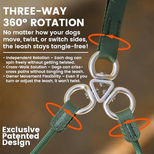 Howgo Slip Lead Leash 2 Dogs, Tangle-Free 360 Swivel(Multicolor,Handle) - Image 3