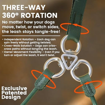 Howgo Slip Lead Leash 2 Dogs, Tangle-Free 360 Swivel(Multicolor,Handle) - Image 3