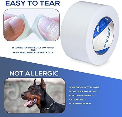 Ear Tape for Dogs 2 Pack with Dog Ear Cleaner Cotton Swabs, Self Adhesive Cotton Tape for Dog Ear Protection and Support, Ear Care Set for Dogs (Tape Width_1 inch(25mm)) - Image 3