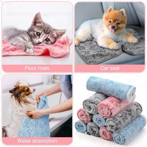 Tegeme 12 Pcs Puppy Blanket for Cat, 30 X 20 Inch Pink,Gray,Blue - Image 5