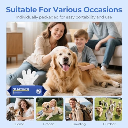 Pet Cleaning Glove Wipes for Dogs & Cats, Hypoallergenic Deodorizing Disposable Bathing Wipes,No-Rinse Grooming Wipes,Perfect for Pet Dry Cleaning,Daily Care and Travel, Coconut Scent, 24 pcs - Image 6