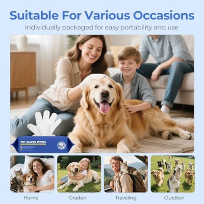 Pet Cleaning Glove Wipes for Dogs & Cats, Hypoallergenic Deodorizing Disposable Bathing Wipes,No-Rinse Grooming Wipes,Perfect for Pet Dry Cleaning,Daily Care and Travel, Coconut Scent, 24 pcs - Image 6