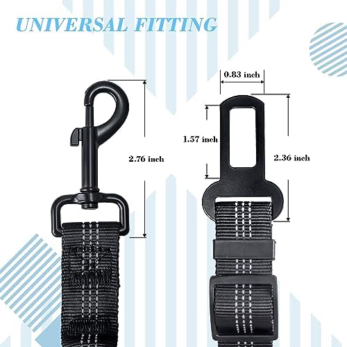 2 Pack Dog Seat Belt Adjustable Dog Car Seatbelts for Vehicle Nylon Pet Safety Seat Belt with Elastic Bungee Buffer Reflective & Durable Car Harness for Dogs (Black + Red) - Image 3