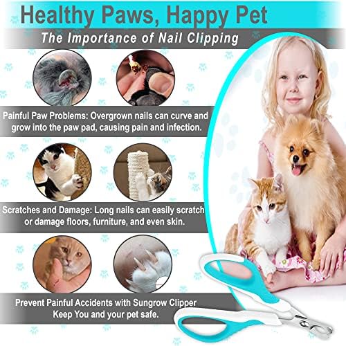 SunGrow Dog Nail Trimmer for Small and Medium Dogs, Cat Nail Claw Clipper, Non-Slip Handle, Professional Paw Grooming and Nail Care, Stainless Steel Blade - Image 5