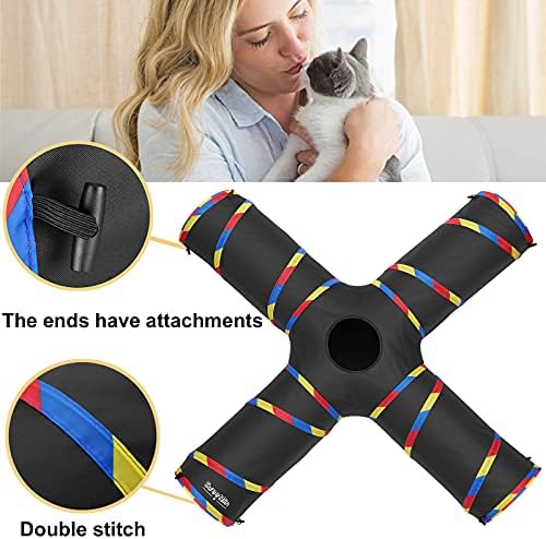 4 Way Cat Tunnels for Indoor Cats with Mouse Toy & Play Ball - Image 4