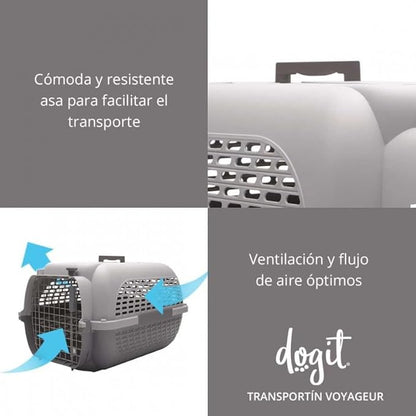 Dogit Dog Travel Carrier Voyageur Model 100 With Treat Compartment, X Large, Grey