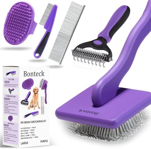 Bonteck Dog Slicker Brush for Dogs Grooming Kit 5PCS Long Haired Doodles by Bonteck