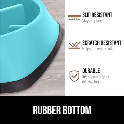 GORILLA GRIP Patented BPA Free Slow Feeder Dog Bowls, Interactive Puzzle Toy for Dogs and Cats Food Training Enrichment, Keeps Pets Busy and Prevents Puppy Overeating, All Breeds, 2 Cup, Turquoise