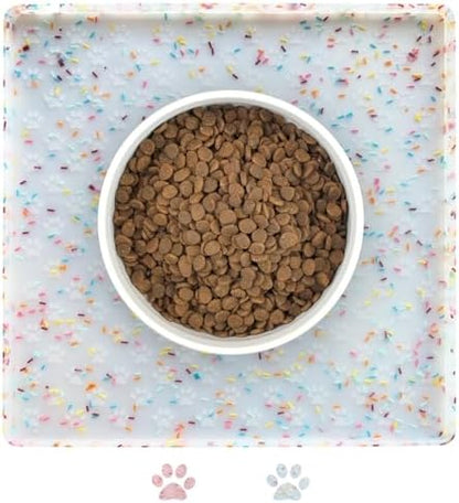 Ptlom Dog Food Mat Anti-Slip Dog Bowl Mats for Food and Water, Waterproof Pet Placemat Prevents Messy Spill to Floor, Silicone Puppy Feeding Tray for Small, Medium and Large Dogs Cats by PTLOM