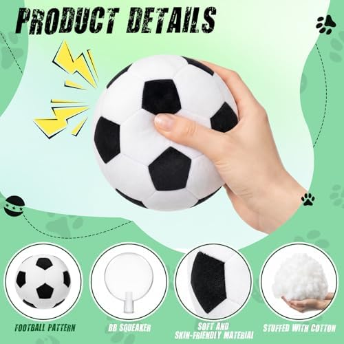 Blueweenly 6 Pcs Stuffed Soccer Ball Dog Toys, 4 Inch Squeaky Football Dog Toys, Soft Interactive Chew Indoor Outdoor Playing Supply for Small Medium Large Pet Rolling Tossing Chasing Games, White - Image 5
