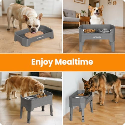 URPOWER Elevated Dog Bowls, 3-in-1 Double Deck Raised Dog Bowl Stand - Image 7