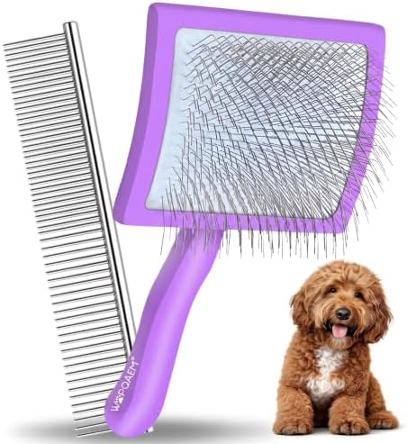 Slicker Brush for Dogs, Doodles, Poodles & Long Haired Cats by WOPQAEM%C2%AE