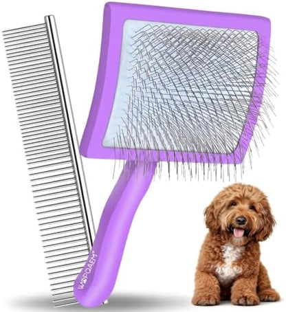 Slicker Brush for Dogs, Doodles, Poodles & Long Haired Cats by WOPQAEM%C2%AE