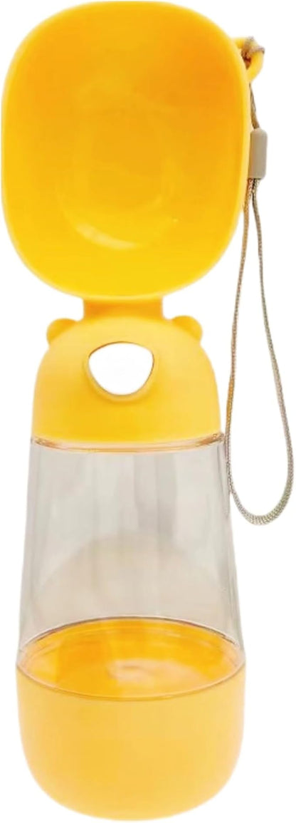 Portable Dog Water Bottle, Leak-Proof pet Water Bottle, 19 oz Large Capacity Outdoor Dog Water Fountain with Food Container, Suitable for Puppies Outdoor Walking, Hiking, Camping