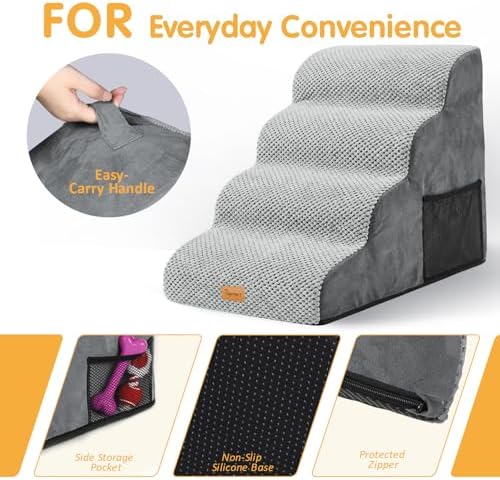 Topmart High Density Foam Dog Stairs 4 Tiers,Extra Wide Deep Pet Steps - Image 5