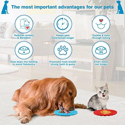 Dog Lick Pad, Pet Bathing Grooming Distraction Wall Mounted Silicone Slow Feeder Mat with Strong Suction, 2 Pack - Image 5