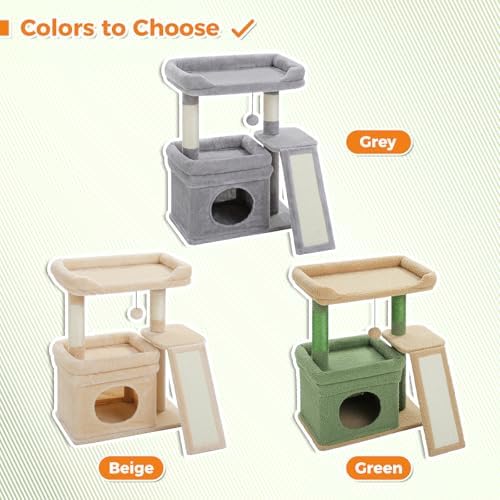 PEQULTI Small Cat Tree Tower for Indoor Cats with Large Perch, Green - Image 6