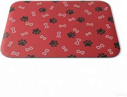 Pet Cat Dog Food Mat Non Slip Mat for Dog Water Bowl Mat Quick Dry Absorbent Cat Feeding Mat, 18.1 * 11.8 in, Red