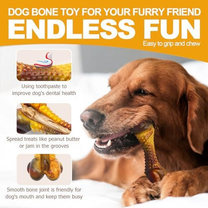Dog Toys for Aggressive Chewers, Indestructible Dog Chew Toys for Large Medium Small Breed, Tough Nylon Interactive Durable Chew Toy Bone for Puppy Teething Toy Bacon Flavor, Best Gift&Keep Them Busy - Image 3
