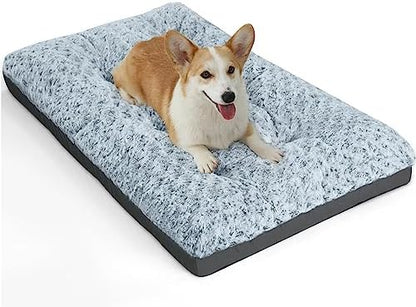 POCBLUE Deluxe Washable Dog Bed for Medium/Large Dogs Dog Crate Mat 29 Inch Comfy Fluffy Kennel Pad Anti-Slip for Dogs Up to 40 lbs, 29"x19", Grey by POCBLUE