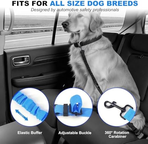 Dog Seat Belt Retractable Dog Leash Adjustable Dog Seatbelt for Vehicle Pet Safety Elastic Nylon Bungee Buffer Strap Elite Heavy Duty Durable Car Harness Tether for Dogs (Pink) - Image 5