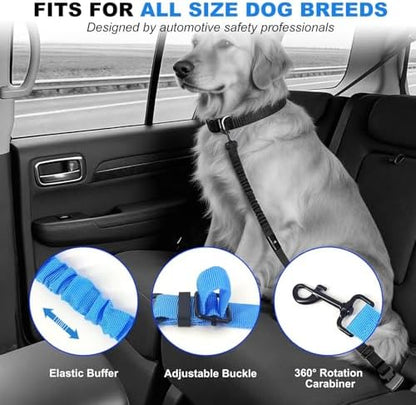Dog Seat Belt Retractable Dog Leash Adjustable Dog Seatbelt for Vehicle Pet Safety Elastic Nylon Bungee Buffer Strap Elite Heavy Duty Durable Car Harness Tether for Dogs (Pink) - Image 5