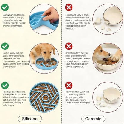 Silicone Slow Feeder Dog Bowl with Suction Base, Anti Choking Pet Bowl - Image 4