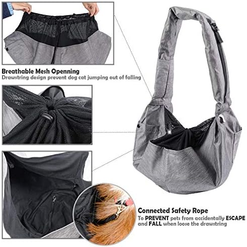 ARELLA Dog Sling Carrier for Small Dog Sling Carrier 5-15 lbs with Comfortable Adjustable Padded Shoulder Breathable Mesh for Travel Hands Free Daily Walk Outdoor Activities PDS08G - Image 4