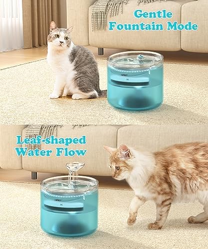 NPET WF100 Cat Foutain, 54oz/1.6L Automatic Pet Water Fountain Dog Water Dispenser with 2 Flow Modes, Bottom Suction LED Light Quiet Pump for for Cats & Small Dogs - Image 2