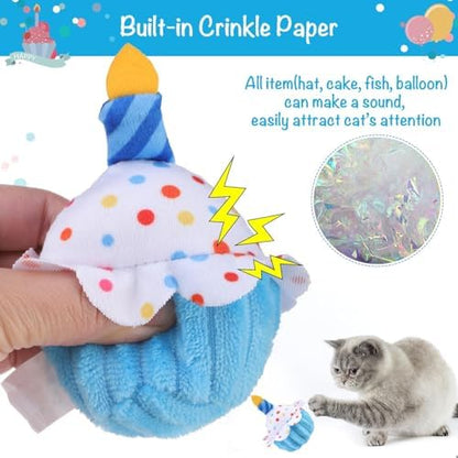 BINGPET Cat Birthday Decorations Outfit, 5 Pcs Catnip Toys for Indoor Cats - Image 3