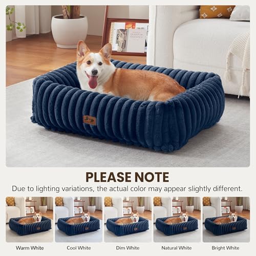 Dog Bed Medium Size Dog, Rectangle Orthopedic Pet Bed for Car and Indoor, Comfort Fluffy Memory Foam Dog Beds with Anti-Slip Bottom,30 x24 x9 Inches,Navy - Image 3
