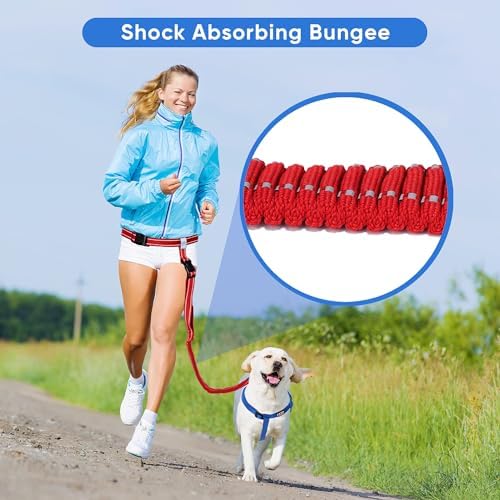 Pawtitas Reflective Red Running Handsfree Puppy or Dog Leash Padded Handle, 5 ft., Medium - Image 4