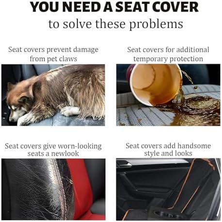 Dog Car Seat Cover for Back Seat, Waterproof Non-Slip Automotive Pet Bench Seat Pad Cover, Soft Vehicle Dog Middle Armrest Pet Backseat Bed Mat Protector, Universal Fit (Black/Orange) - Image 4