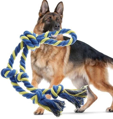 Rope Toy for Dogs，Large Dog Rope Toys for Aggressive Chewers, Heavy Duty Dog Toys for Large Medium Breed, Indestructible Tough Chew Toys Tug of War Dog Toy Cotton Rope for Teeth Cleaning by Kwispel