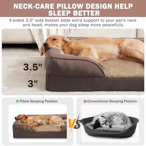 INVENHO Orthopedic Dog Bed for Large Dogs, Washable Waterproof, Egg-Crate Foam Dog Couch Bed with Washable Removable Cover, Waterproof Lining and Nonskid Bottom - Image 5